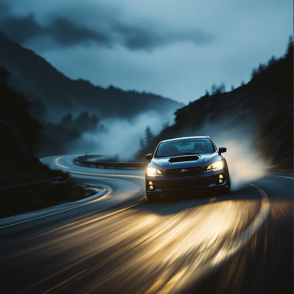 Subaru WRX STI Speeding: Cinematic Film Shot