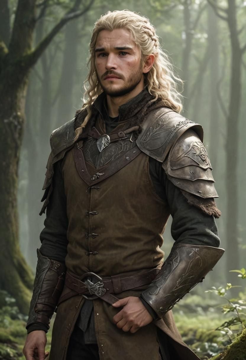 Handsome Blond Wood-elf in Dark Academia Style