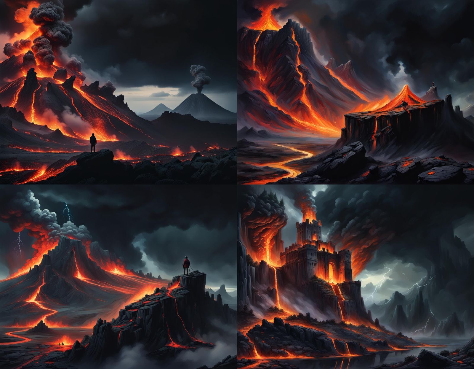 Volcanoes Erupt Under Dark Brooding Sky