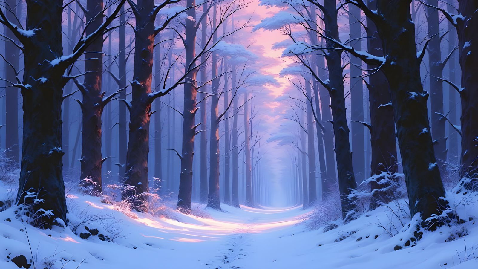 Epic Cinematic Snow-Covered Forestscape in Digital Matte Pai...