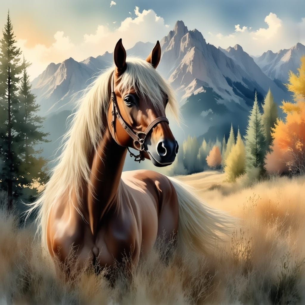 Majestic Horse in Colorado's Fall Mountainscape