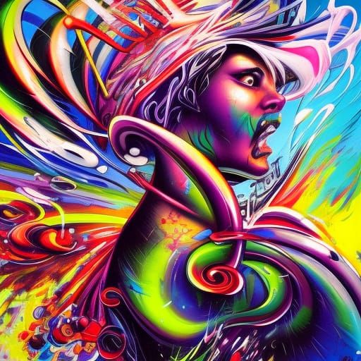 Graffiti Apple in Colorful Splash Art Style