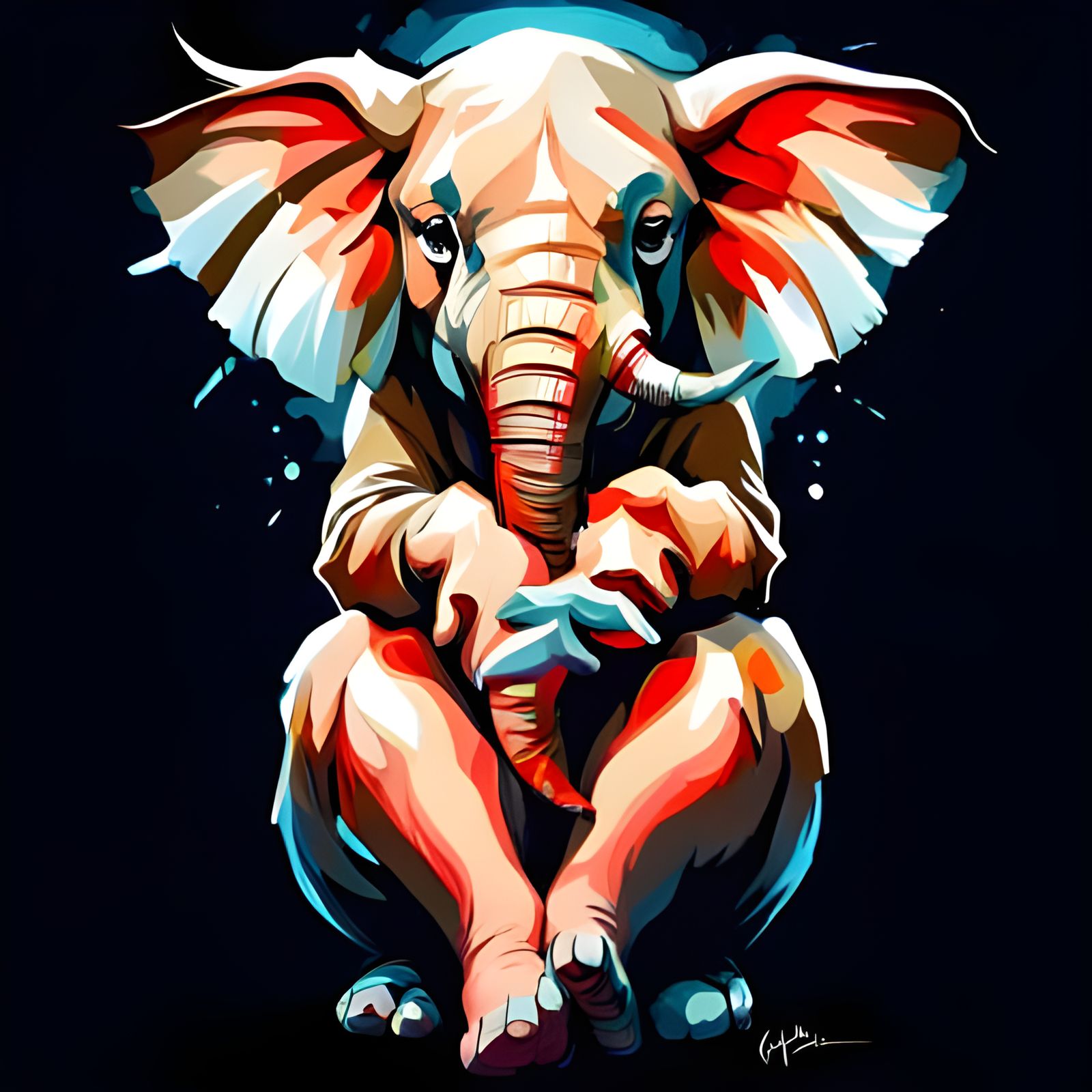 Chibi Elephant in Classic Pin-Up Style