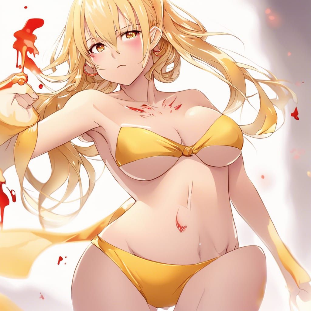 Elegant Golden Goddess in Anime Style