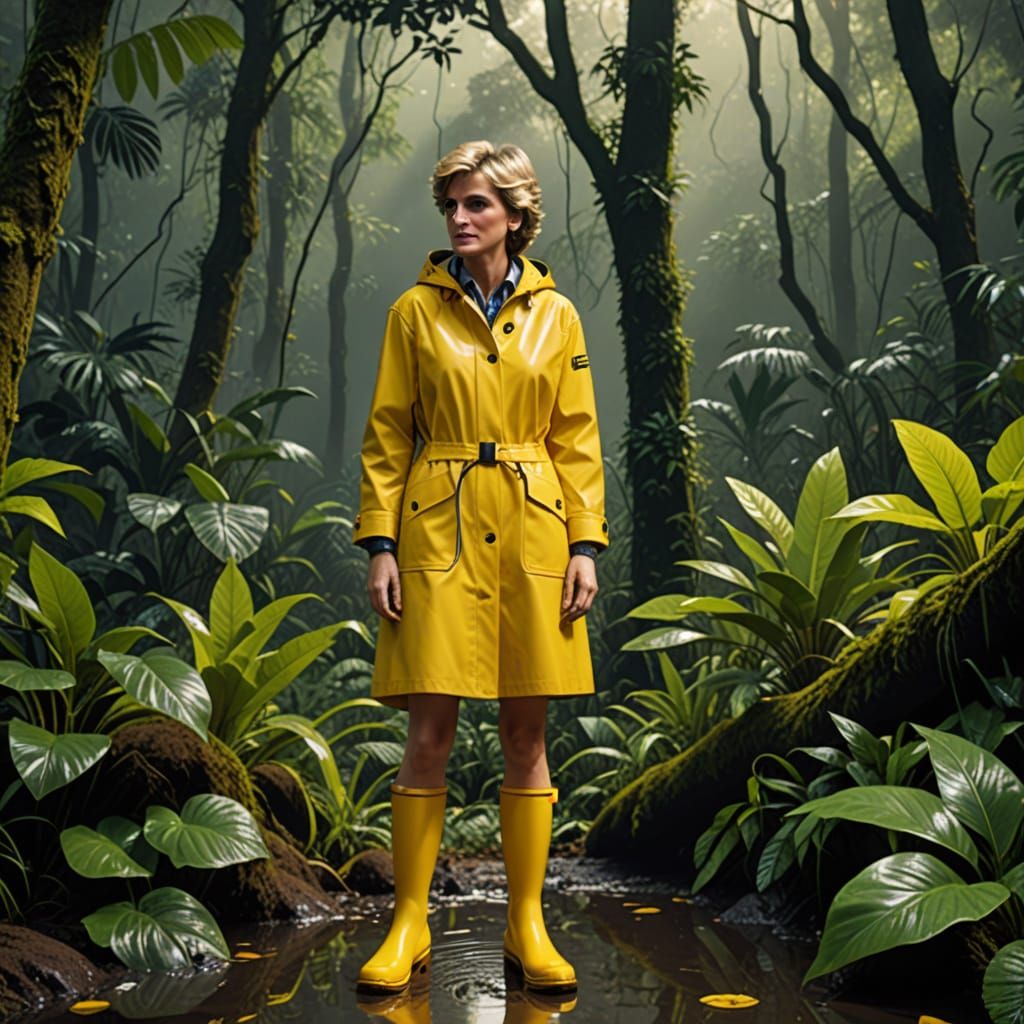 Princess Diana in Yellow Raincoat, 3D Game Art