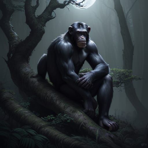 Majestic Chimp in Enchanted Forest