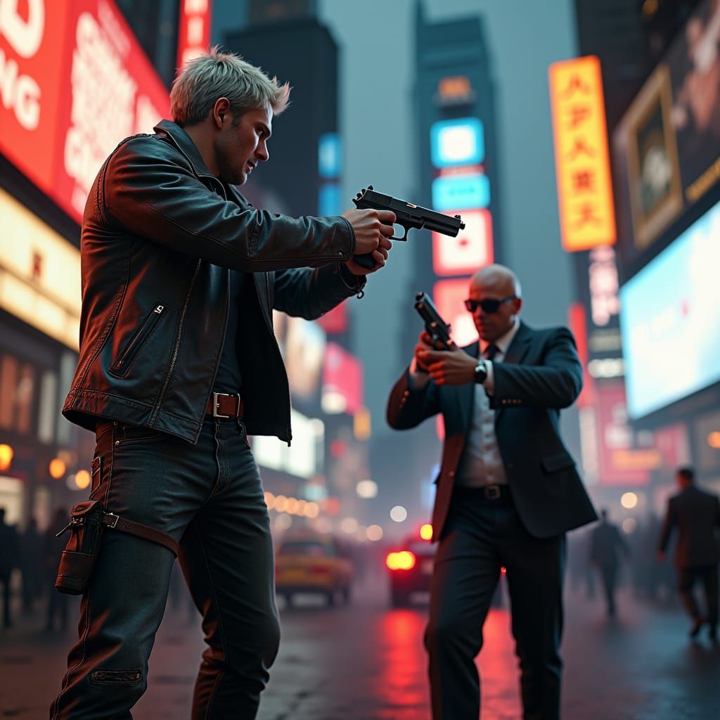 Leon Kennedy vs Killer in Times Square