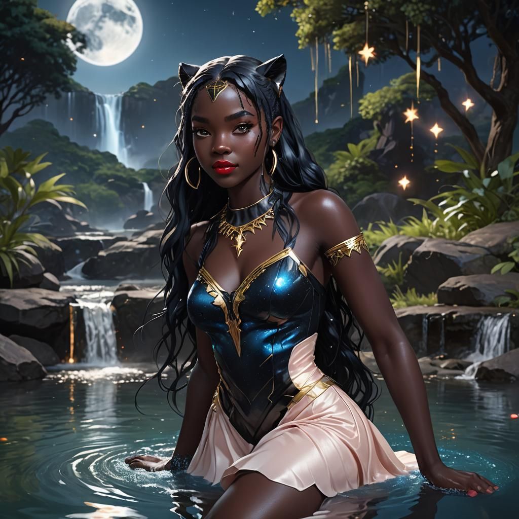 Beautiful Panther Girl with Blue Eyes in 3D Anime Art