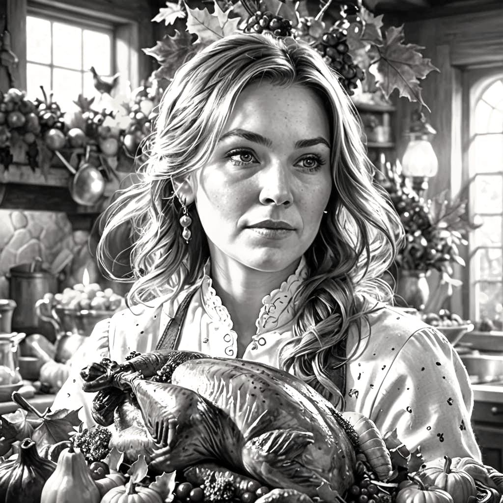 Hyperrealistic Thanksgiving Scene in Kinkade Style