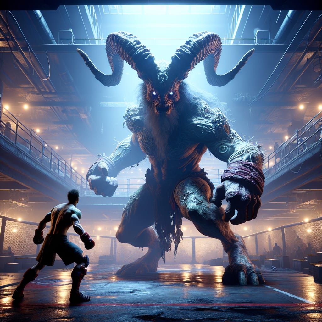 Mythical Boss Fight in Underground MMA Arena