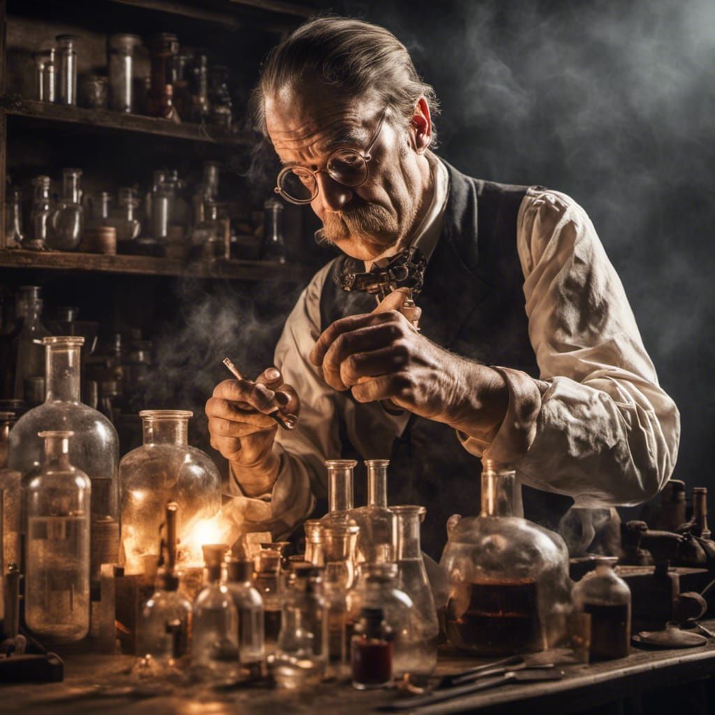 Hyperrealistic Chemist in Early 1800s American West