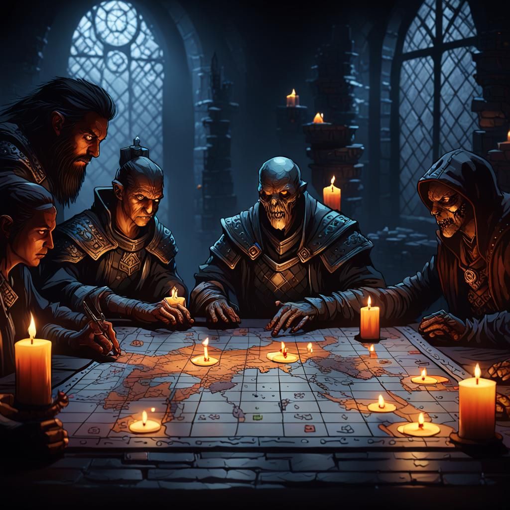 Sinister D&D Game Night in Dark Fantasy Style