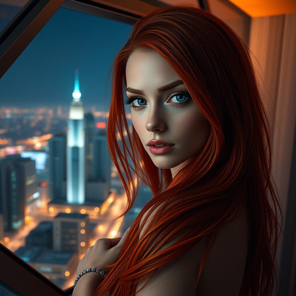 Android Woman in Urban Apartment: Photorealistic Portrait