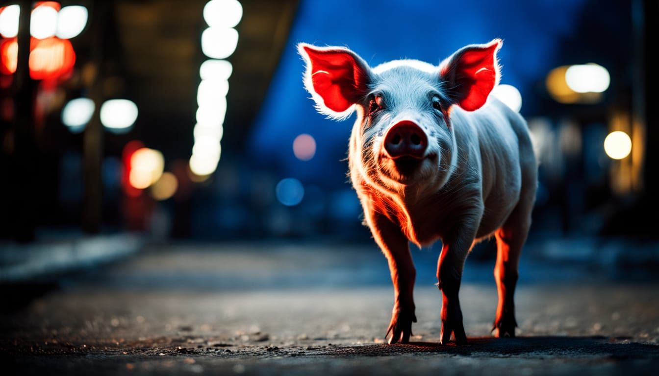 A Sinister Pig Confronts Indifferent Drinkers