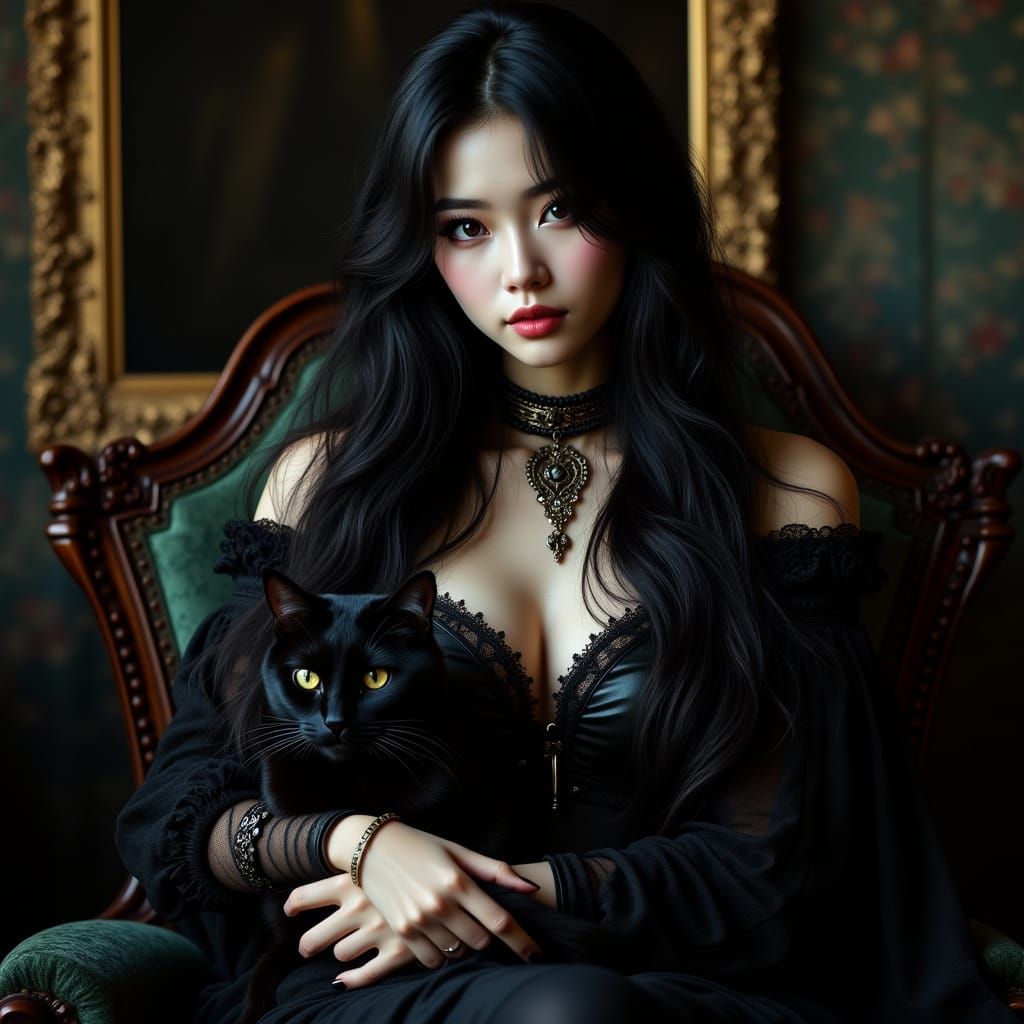 Gothic Beauty in a Golden Frame