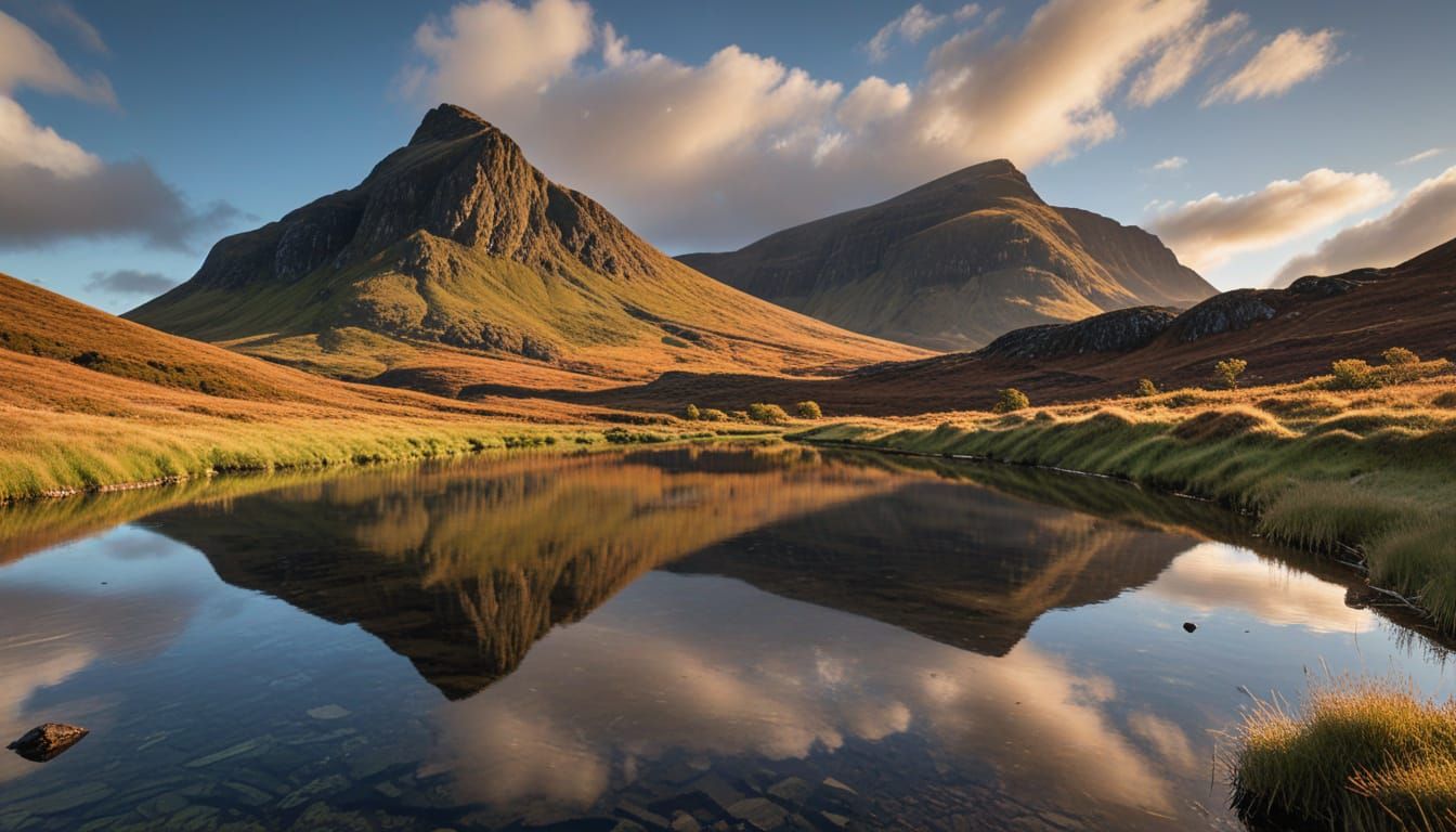 Stac Pollaidh Mountain at Golden Hour Landscape