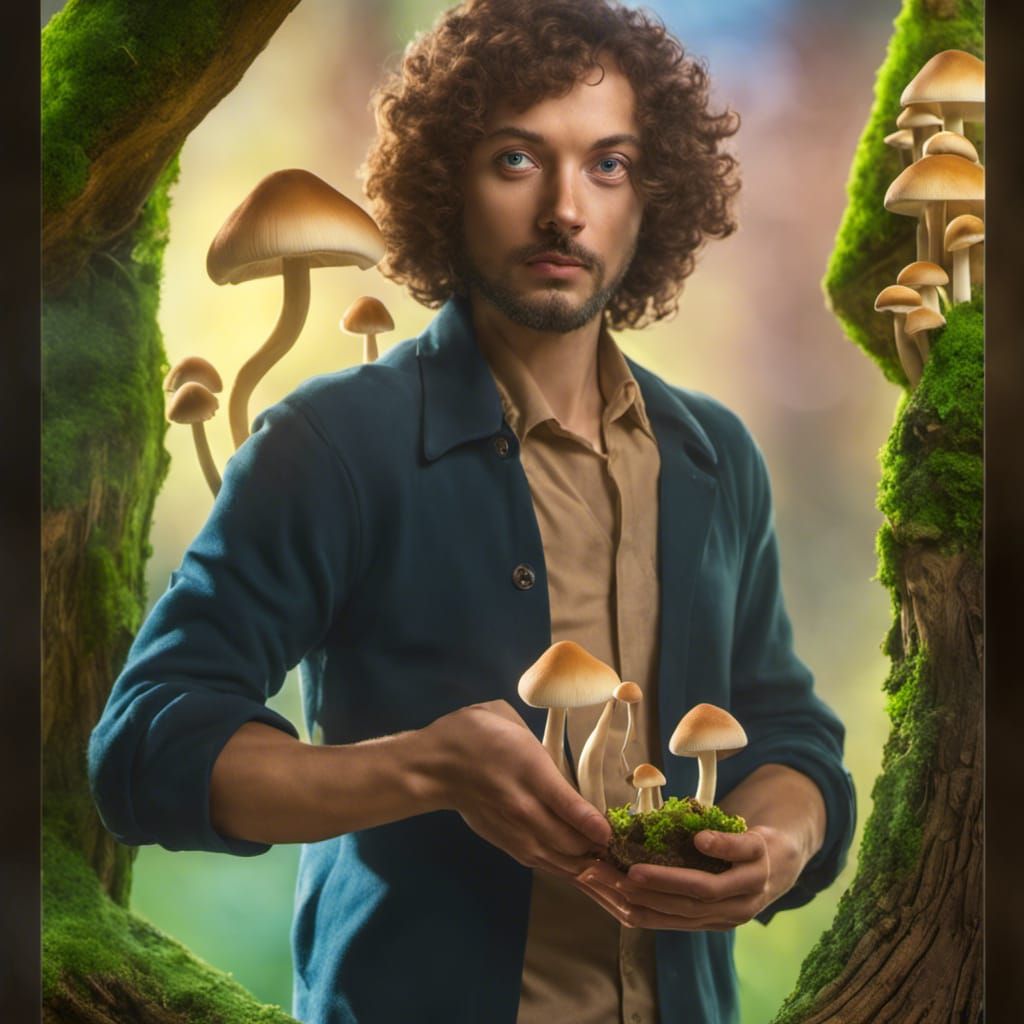 Detailed Macro Photograph of Bioluminescent Mushrooms