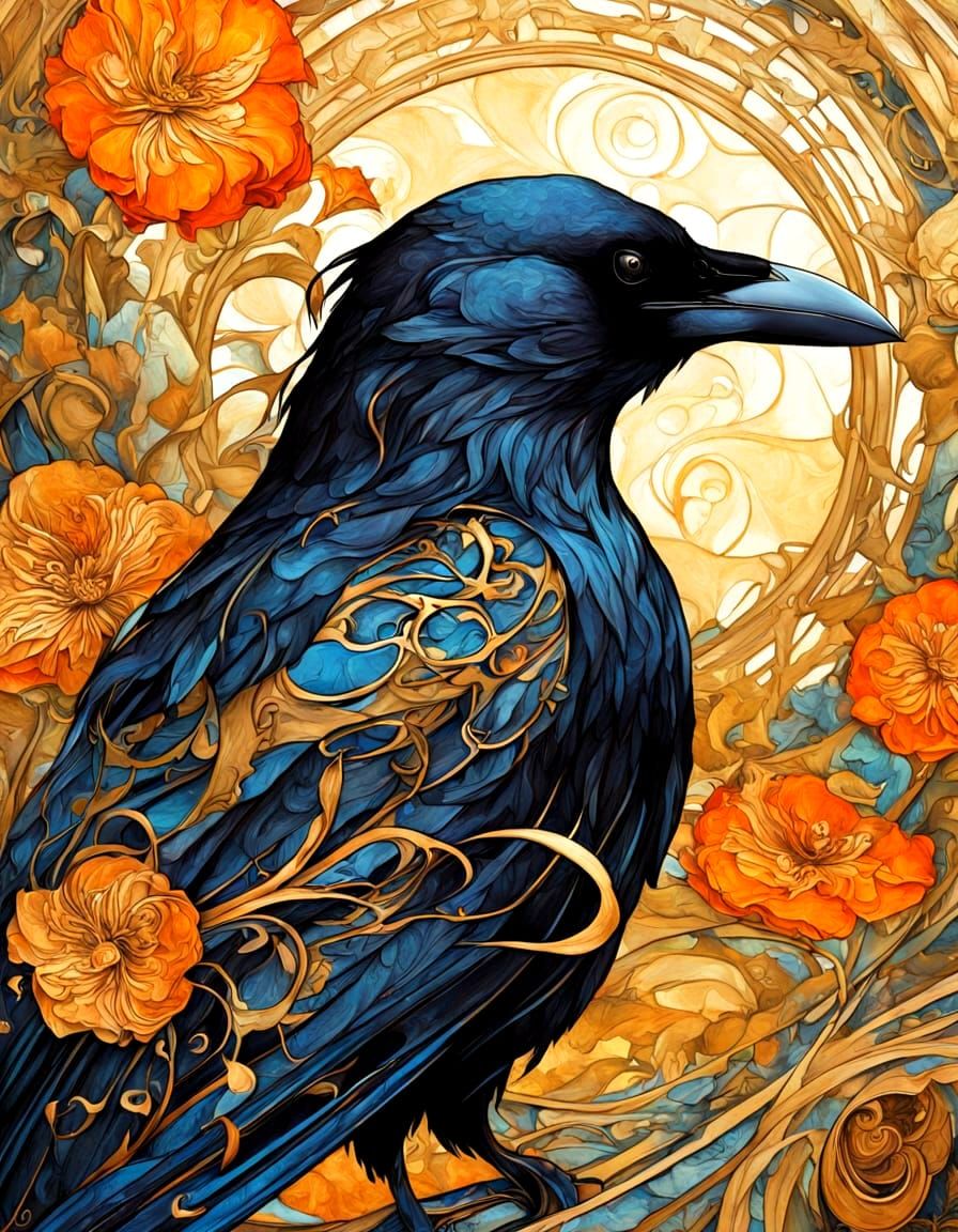 If Alphonse Mucha Had A Crow