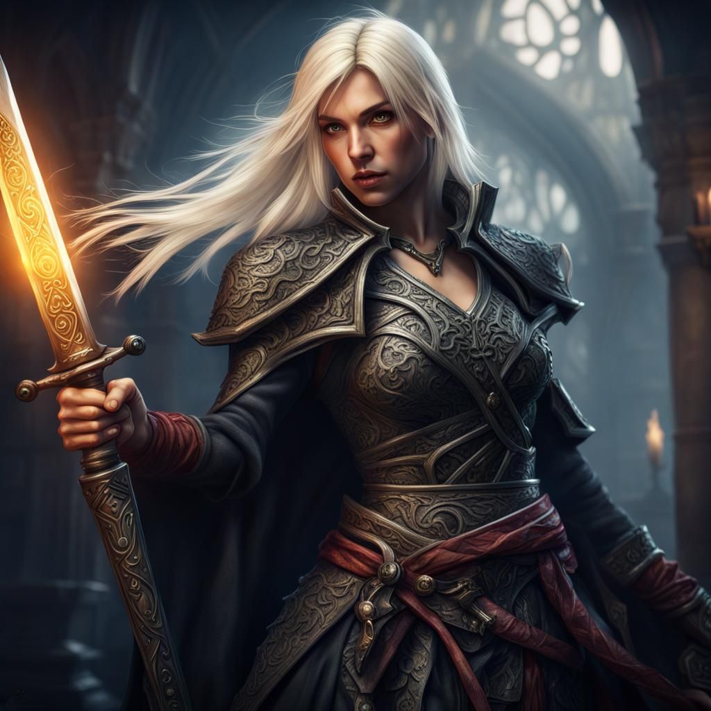 Hyperrealistic Female Warlock Character Art