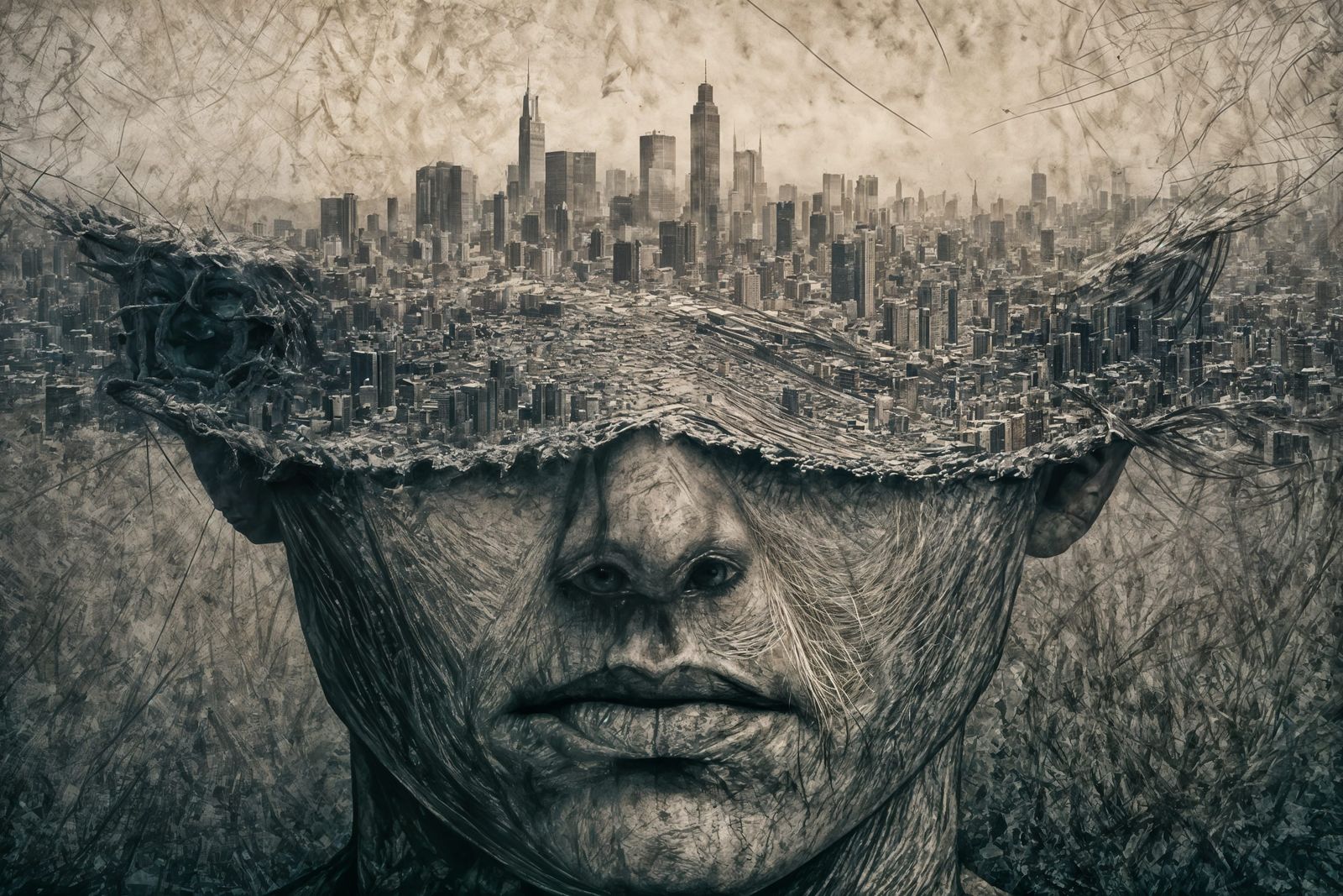 Surreal Cityscape Blindfold Optical Illusion