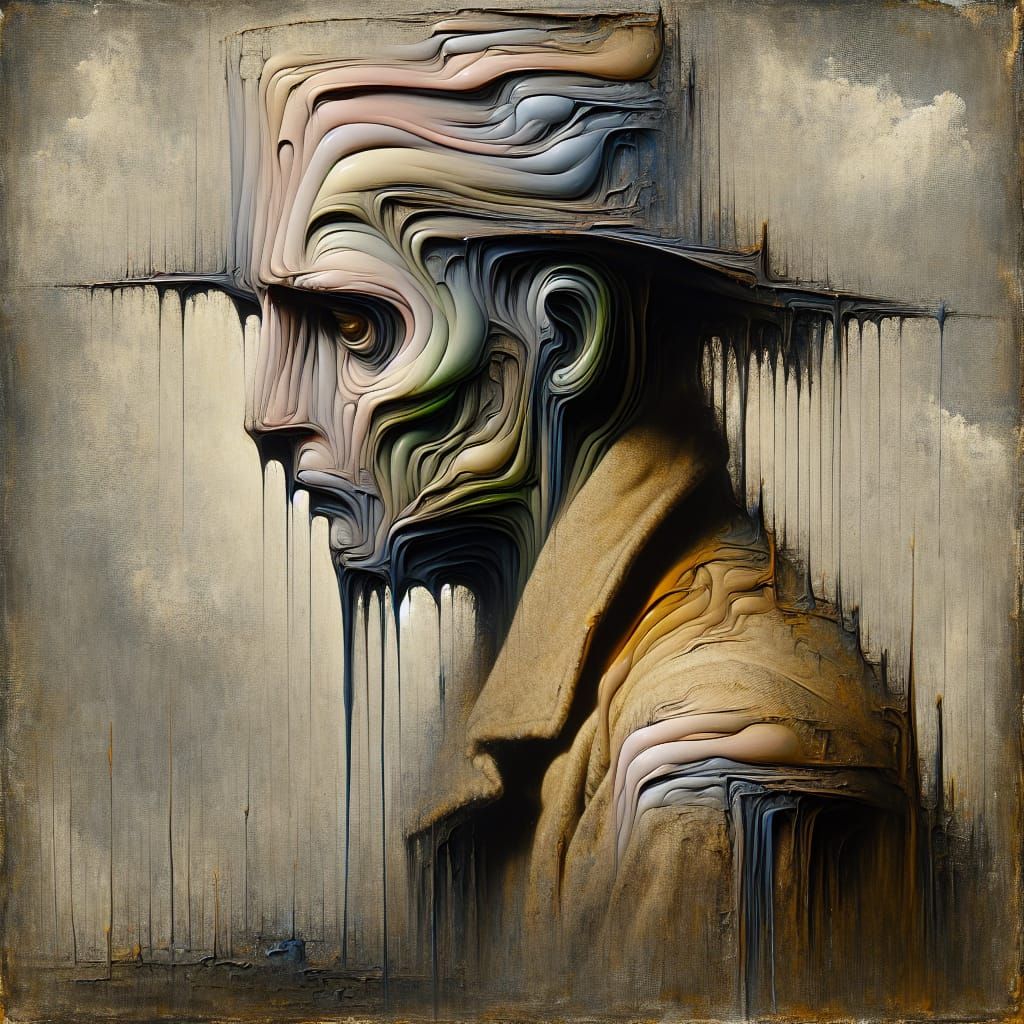 Edvard Munch-Inspired Figure in a Dali-Era Surreal Landscape