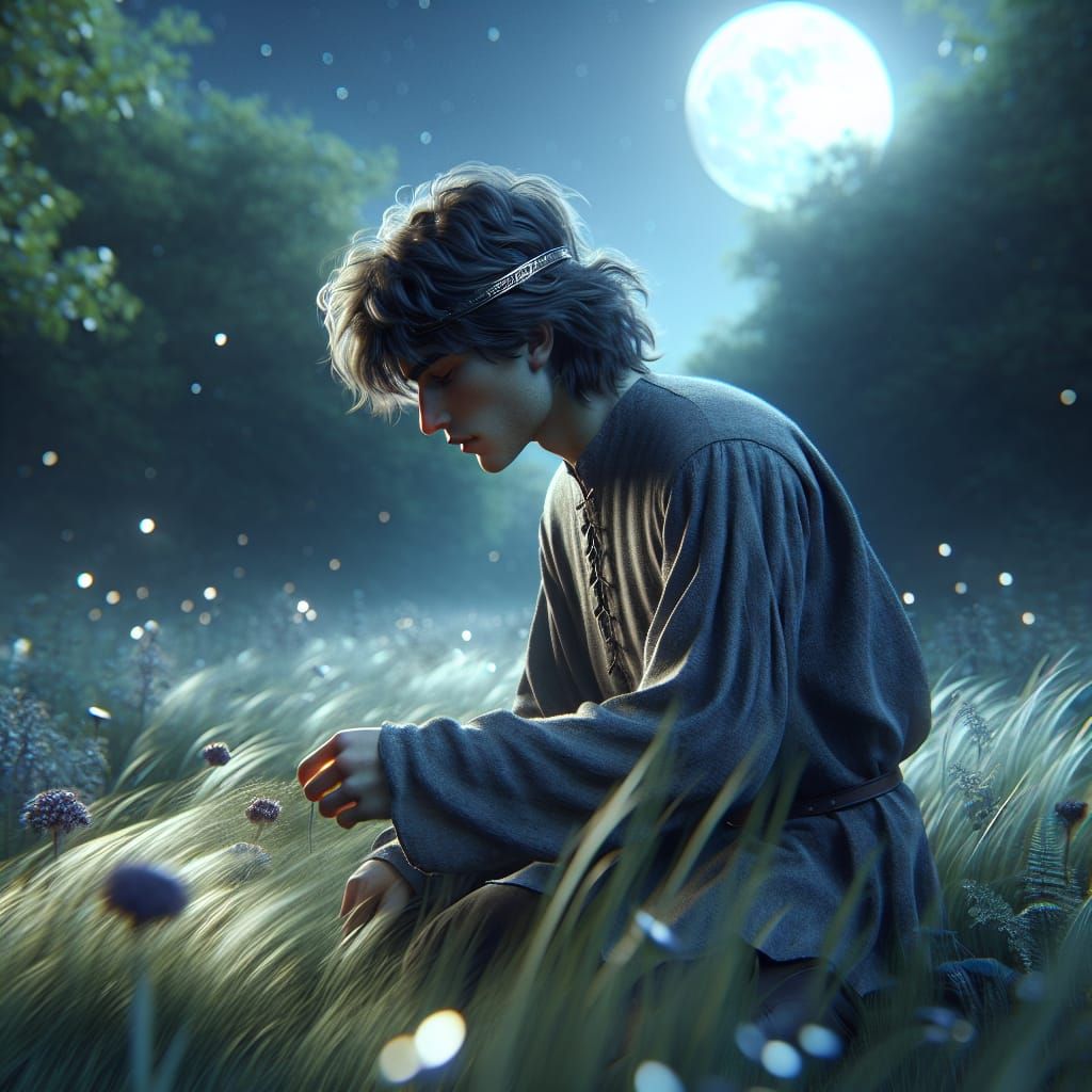 Moonlit Boy in Medieval Tunic