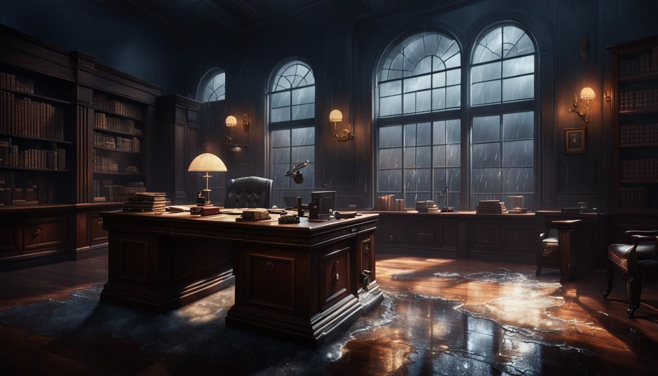 Empty Mafia Office in 1940s Noir Style