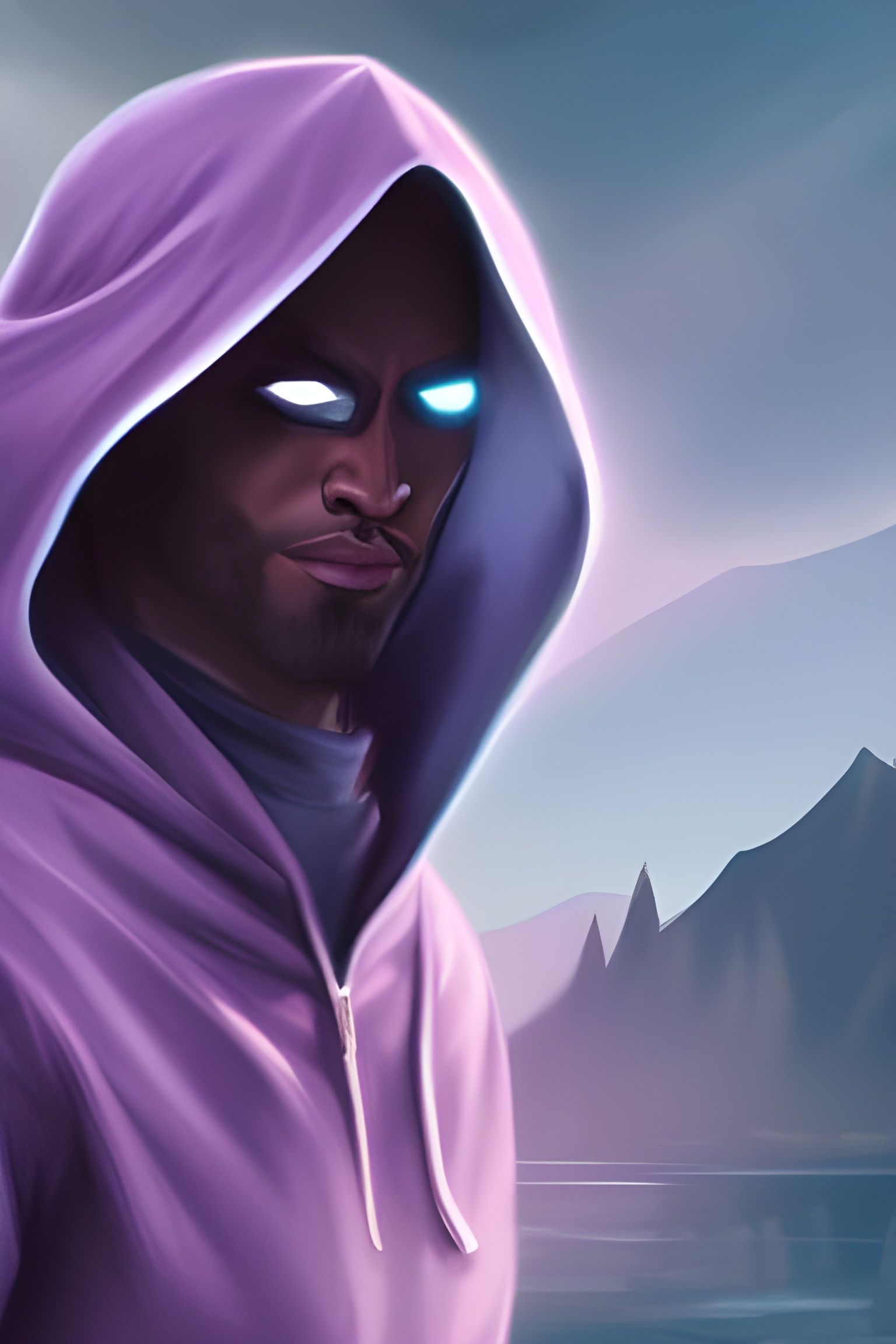 Purple Hooded Panda Superhero in Detailed Splash Art