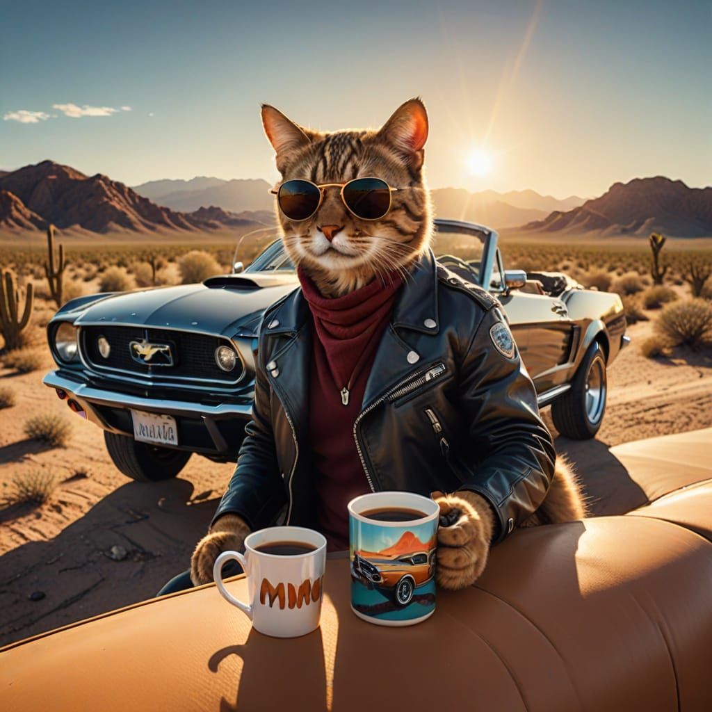 Futuristic Feline Speedster Cruises Desert Dunes