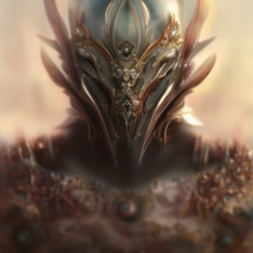 Armored Figure with Ruby Eyes in Dark Fantasy Style