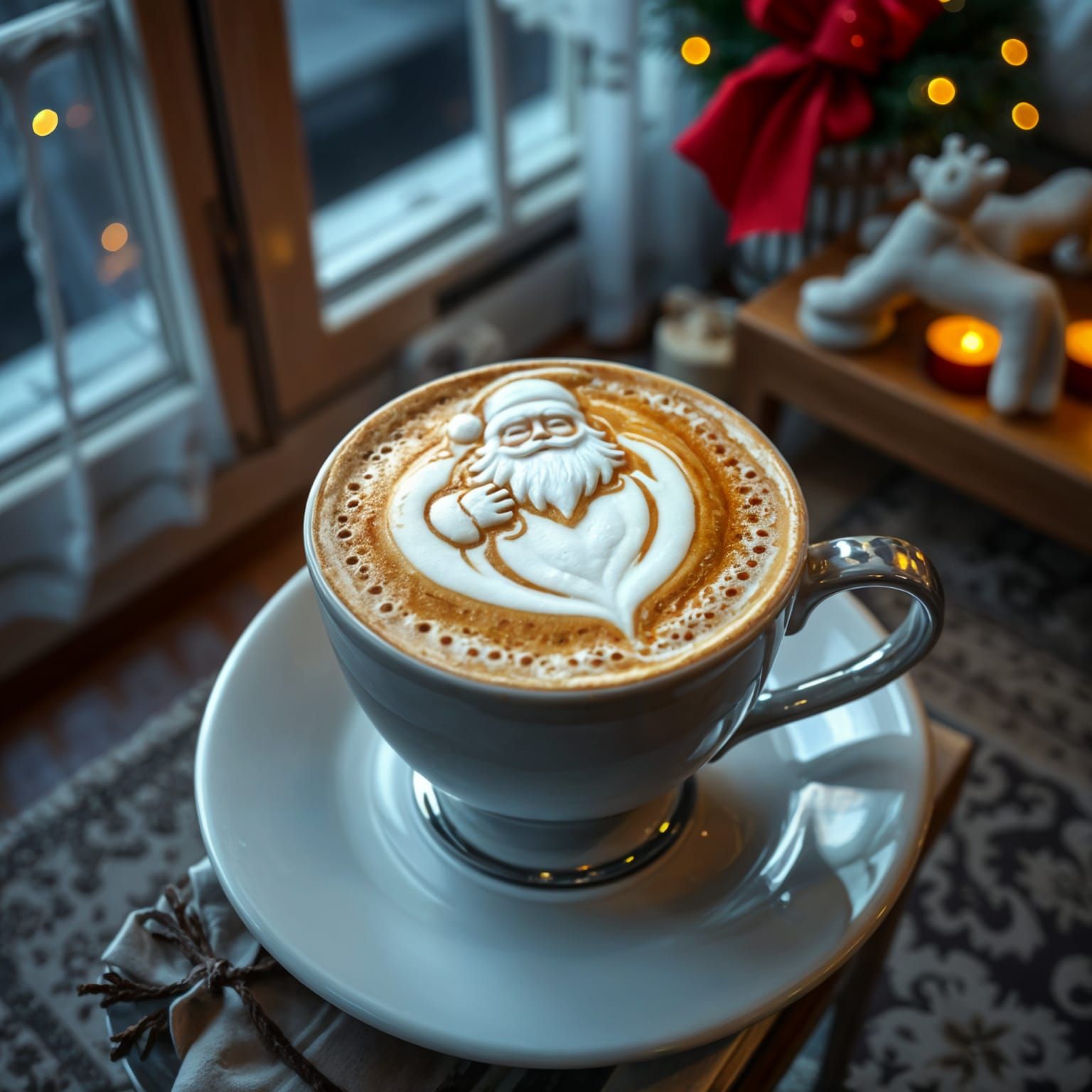 Christmas Eve Latte Art: Santa Claus in Foam