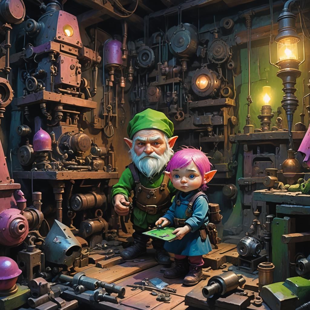 Gnome Artificer and Steel Guardian: Matte Painting