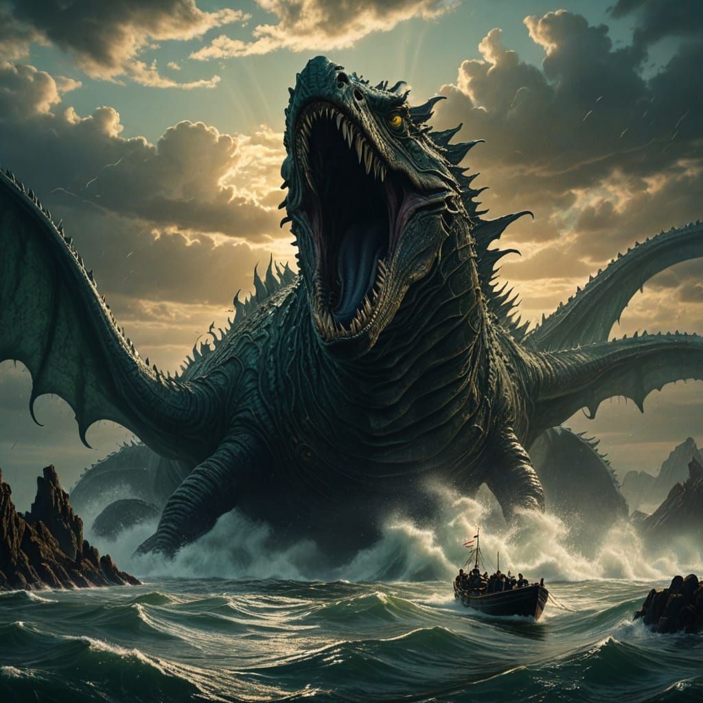 Gargantuan Sea Monster Rises from Dark Abyssal Depths