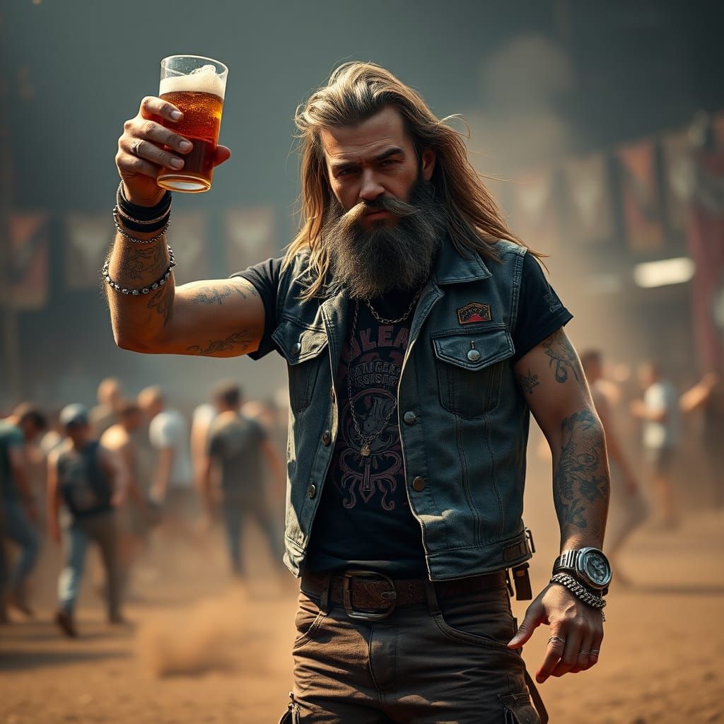 Detailed Biker Portrait in Matte Painting Style