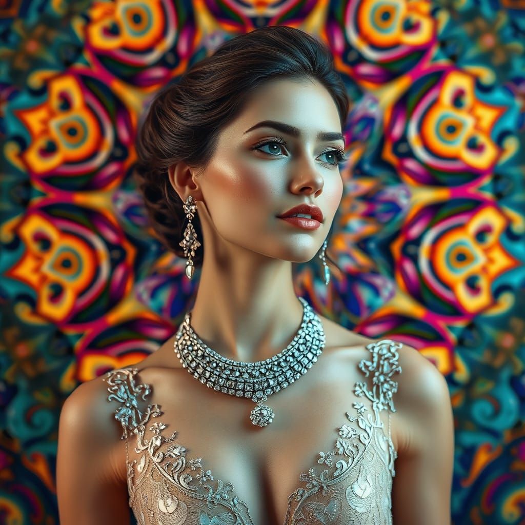 Elegant Woman Portrait in Digital Painting Style