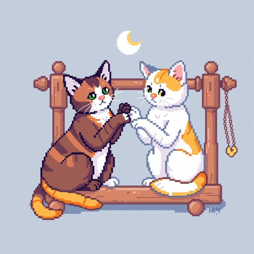 Pixel Art Cat's Cradle String Game