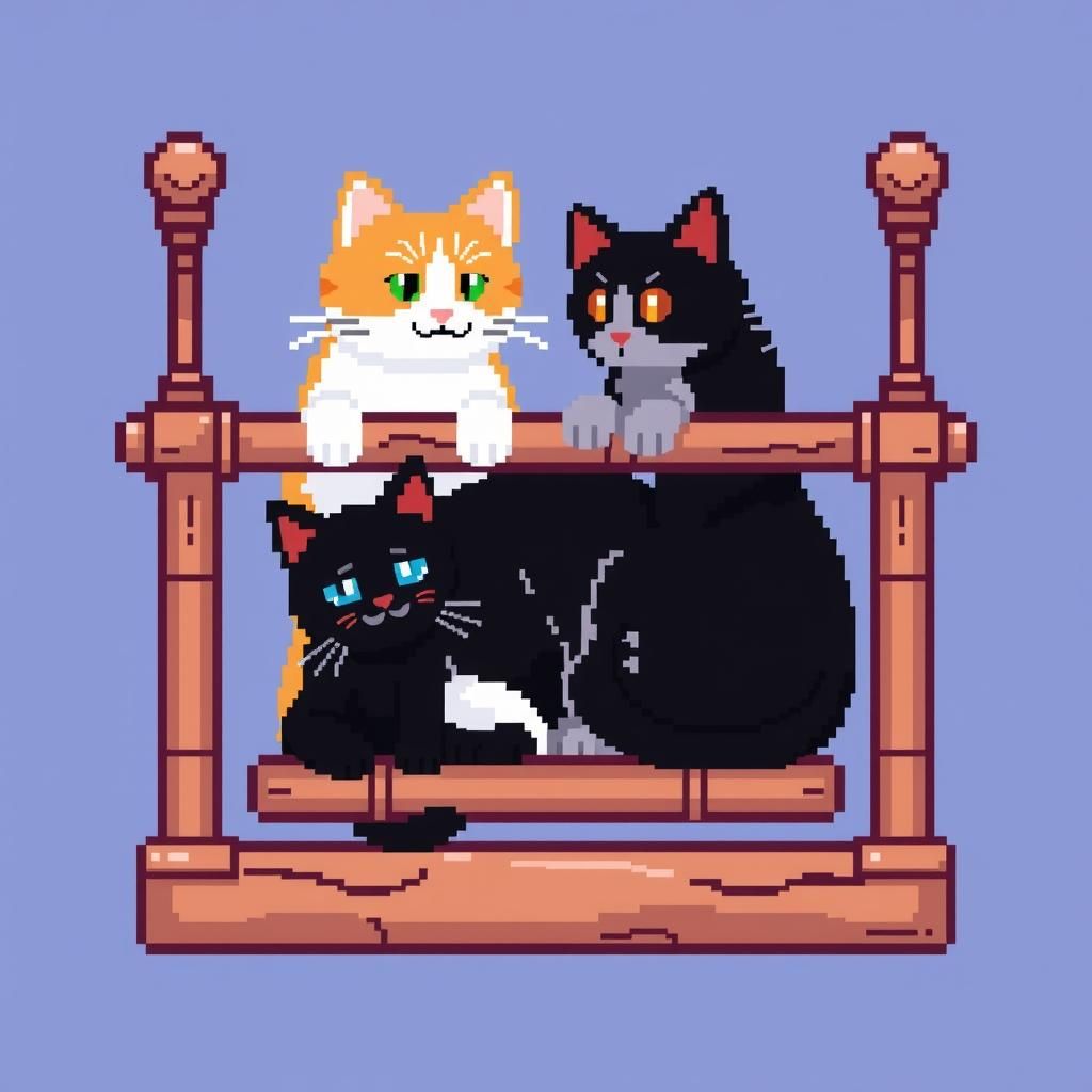 Pixel Art Cat's Cradle String Game