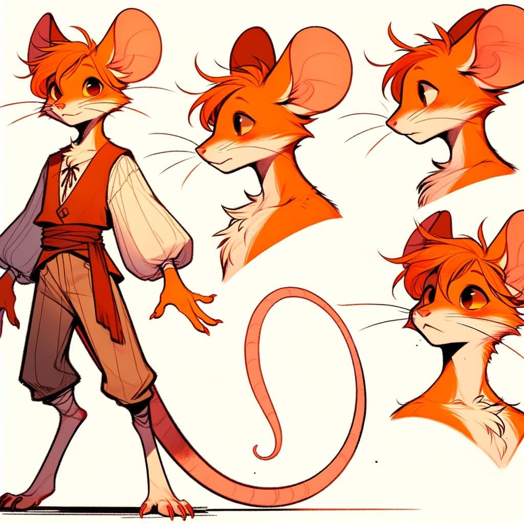 Orange Mousefolk with Catlike Features