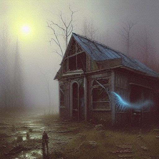 Sinister Abandoned Shack in Ethereal Fantasy Style