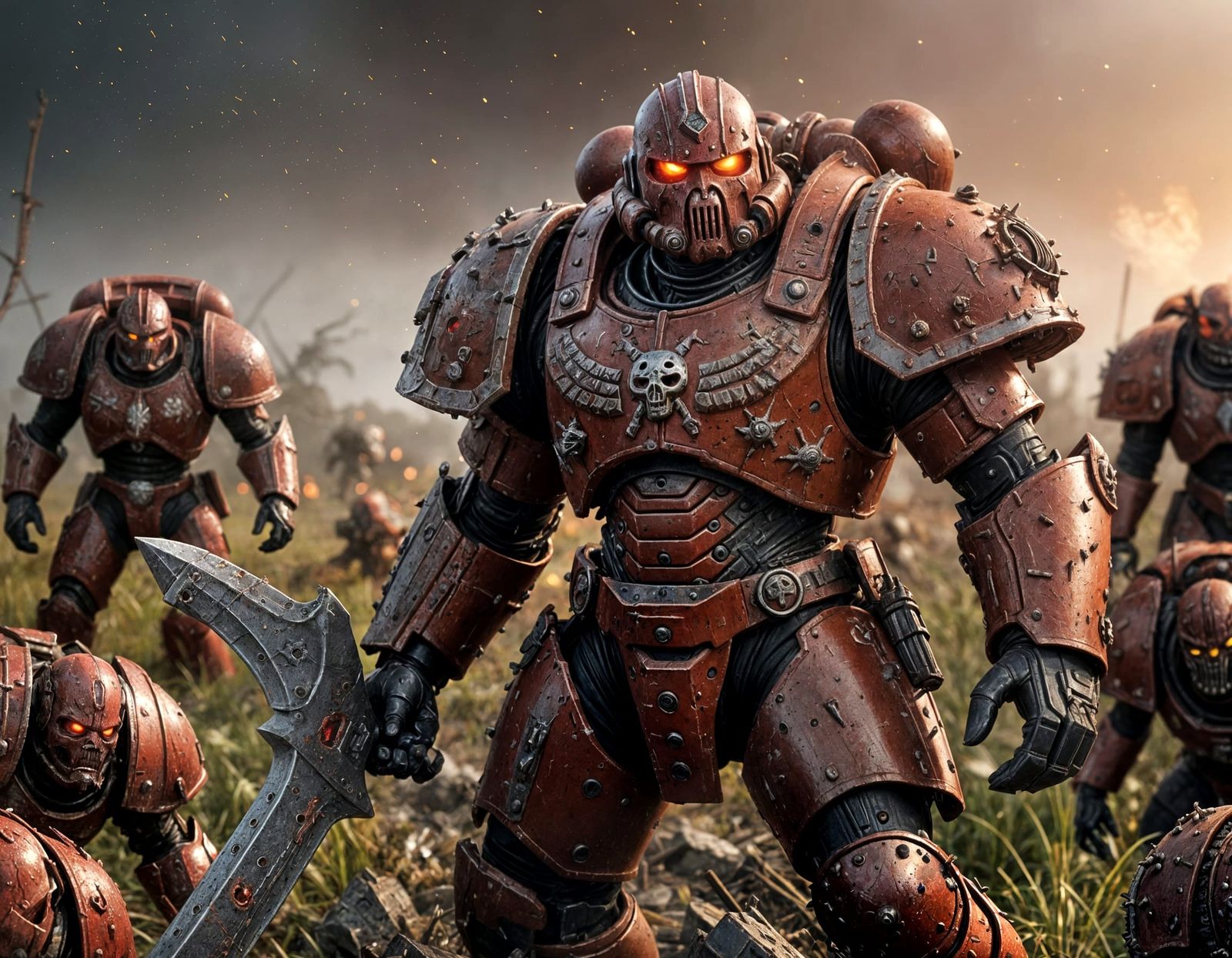 Battle-Scarred Khorne Space Marine in Ominous Macro Photogra...