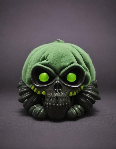 Plush Worm in Velvet Skull: Macabre Post-Mortem Art