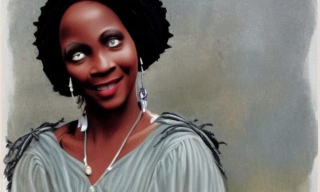 Voodoo Sorcerer Paints a Woman's Face, Detailed Portrait