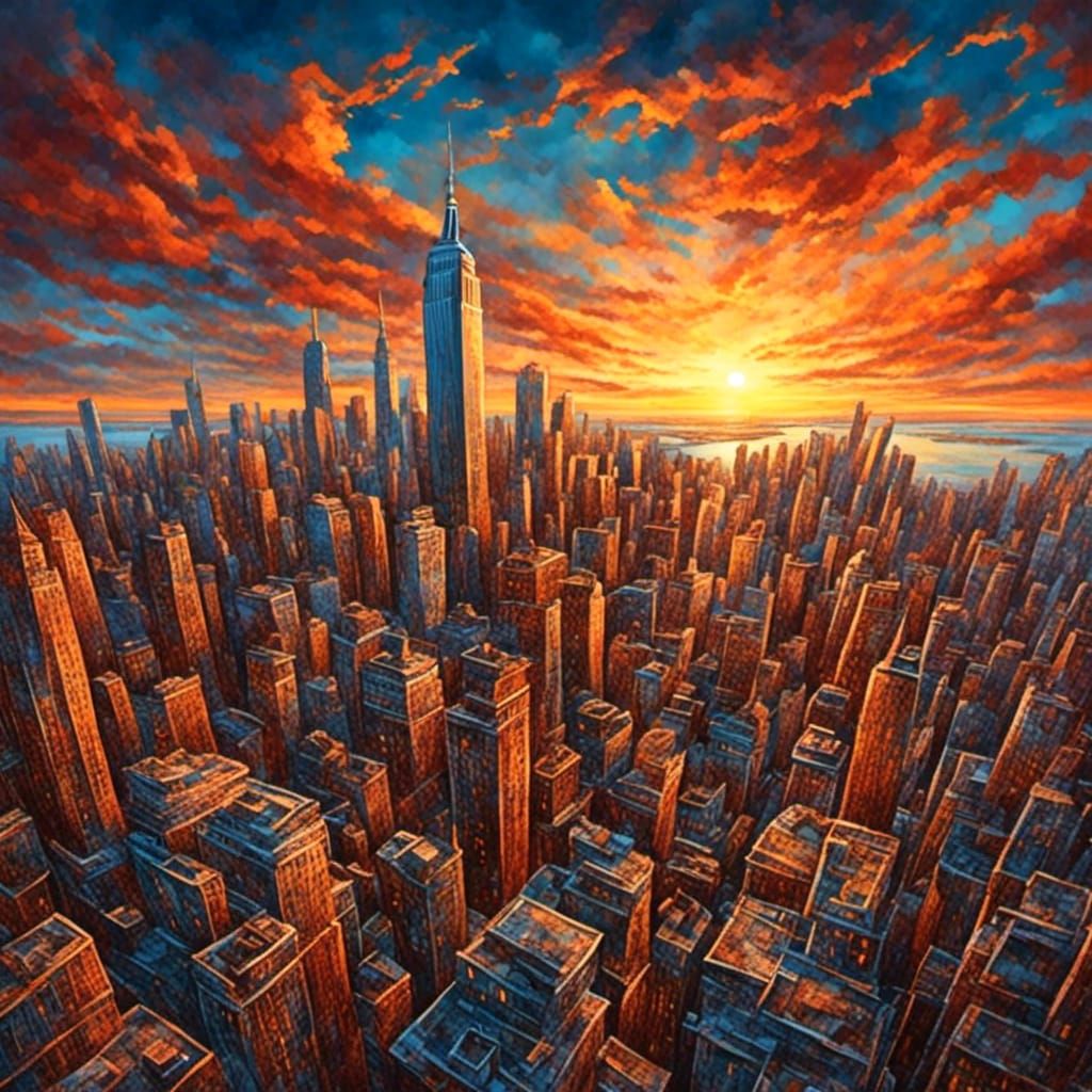 New York City Sunset: Photorealistic Matte Painting