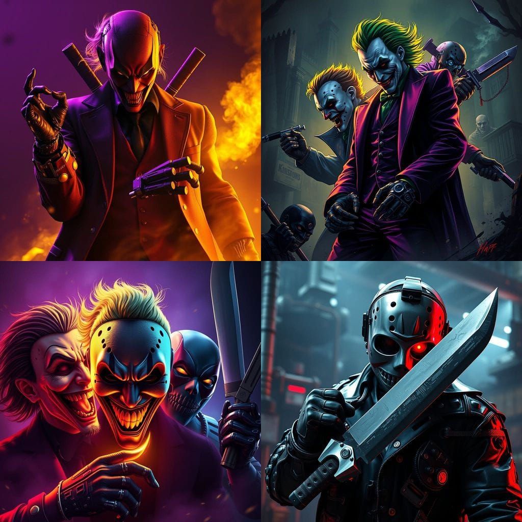 Cyborg Horror Icon in Dark Fantasy