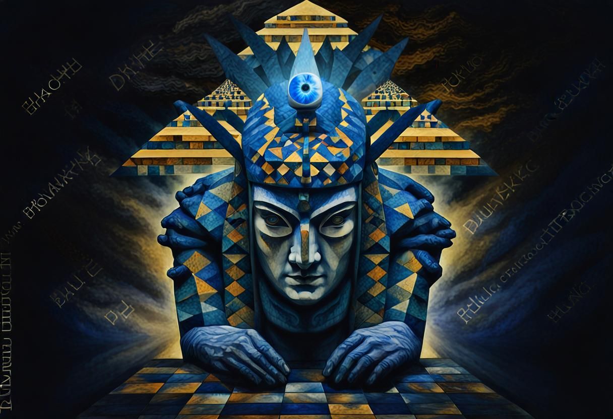 white cristal lakota native with pyramidal heads third eye d...
