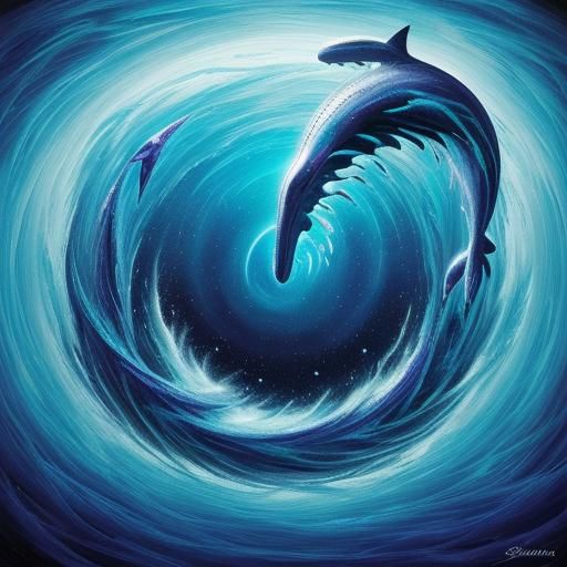 Whale's Haunting Song in Surreal Ocean