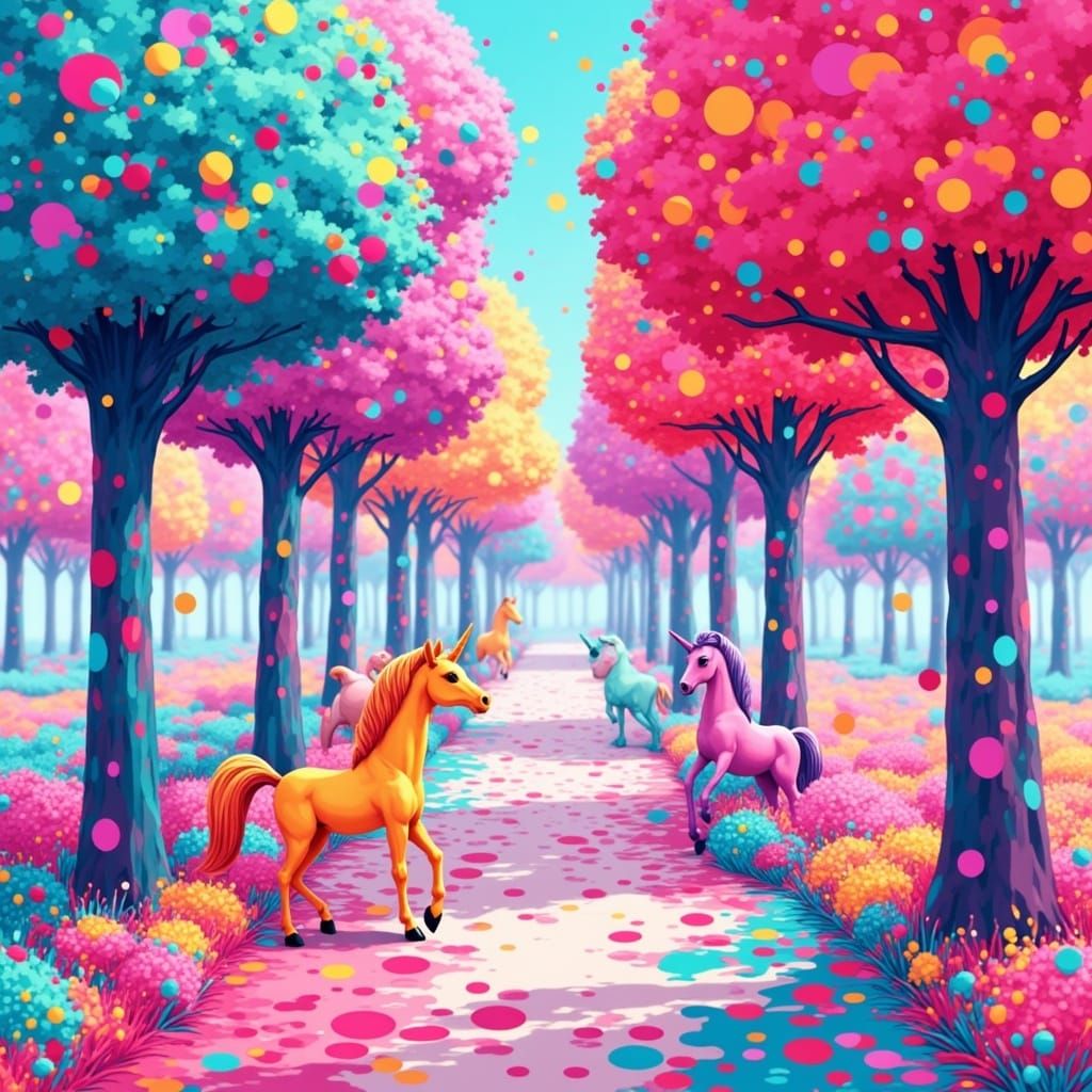 Vibrant Fantasy Woodland in Anime Style