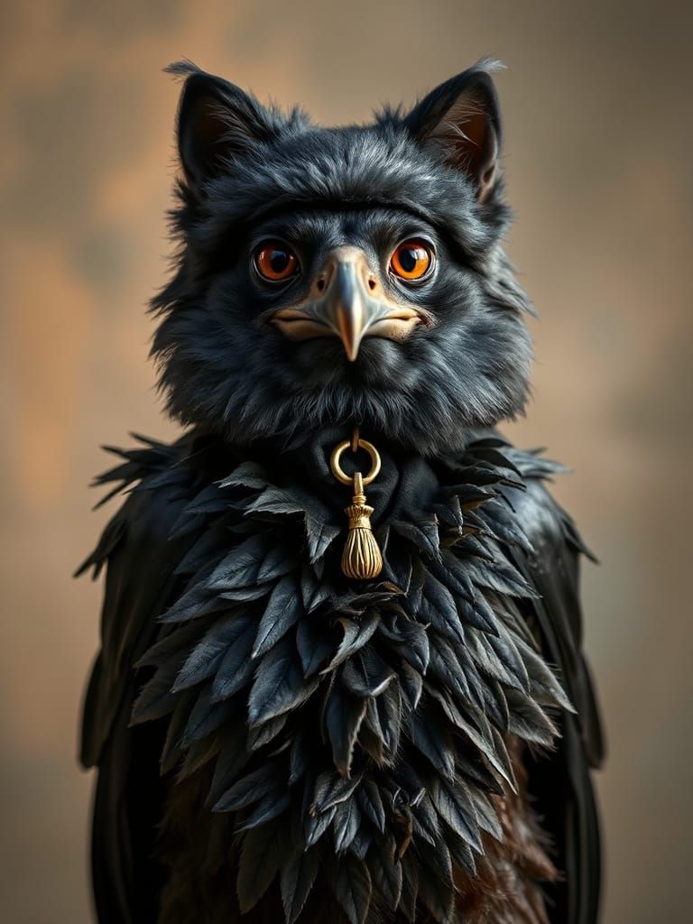 Fluffy Crow in Black Cat Costume