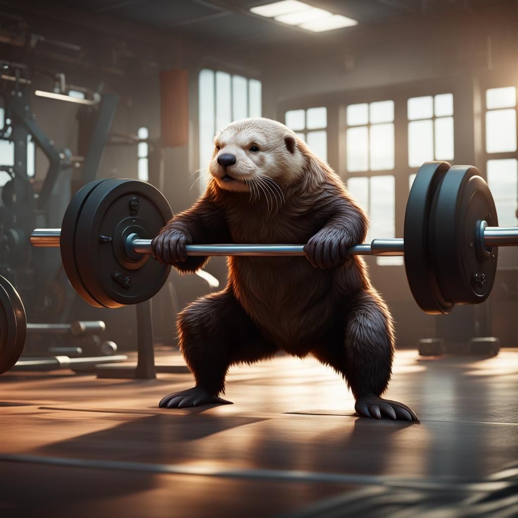 Buff Sea Otter Gym Workout: Detailed Matte Painting