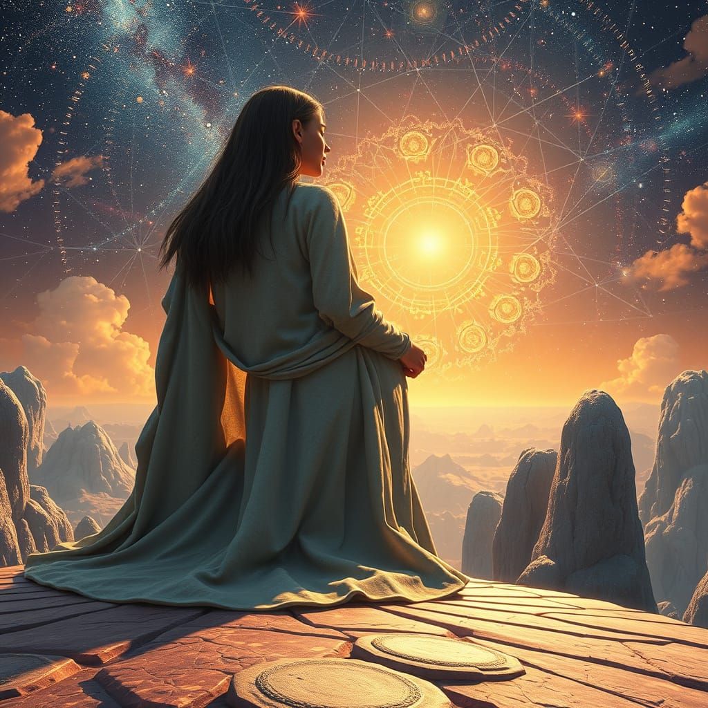 Surreal Stargazing Platform in Warm Colors